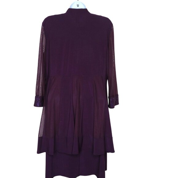 R&M Richards Dress Jacket S Plum Purple Shimmer Sheer Cruise Wedding Party - Picture 15 of 16